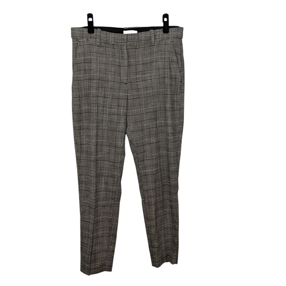 H&M Women's Size 12 Black & Tan Plaid Straight Leg Pants Business Professional - Picture 1 of 9